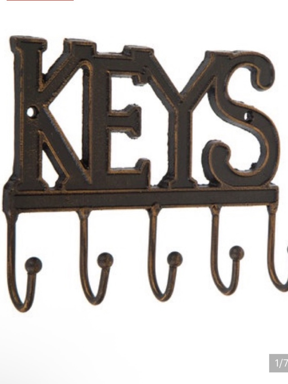 Cast Iron KEYS Holder With Five Hooks Rustic Wall Decor Key Holder